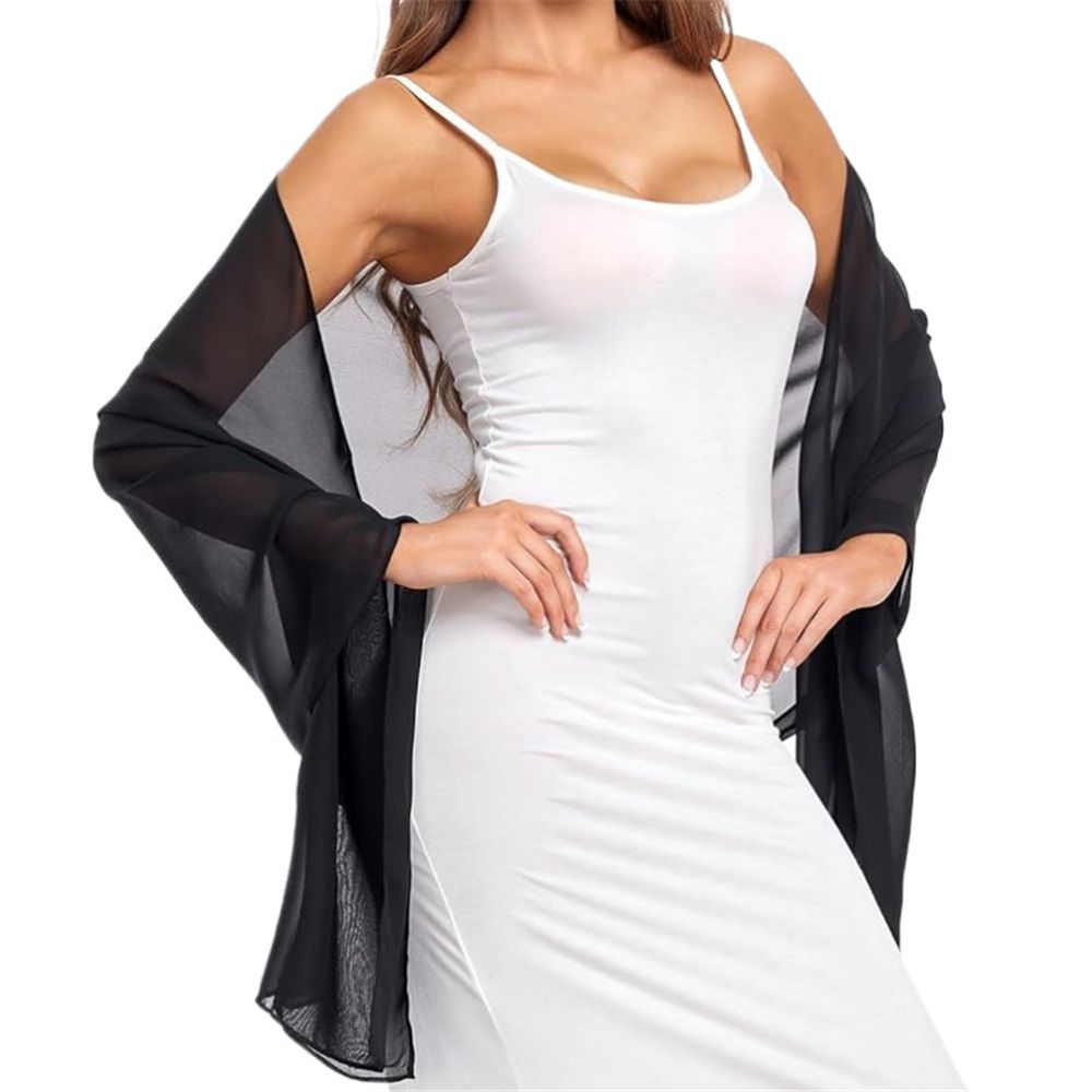 Women's Scarf Shawls and Wraps for Evening Dress Wedding Party Bridal Scarves chiffon scarf（black）