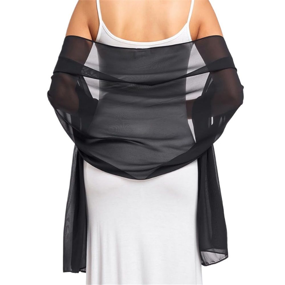 Women's Scarf Shawls and Wraps for Evening Dress Wedding Party Bridal Scarves chiffon scarf（black）