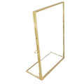 Golden floating photo frame, glass photo frame decoration, desktop stand with tilted bracket, used for pictures, floral art, souvenirs, home office wedding decoration（15*20*5.8cm）