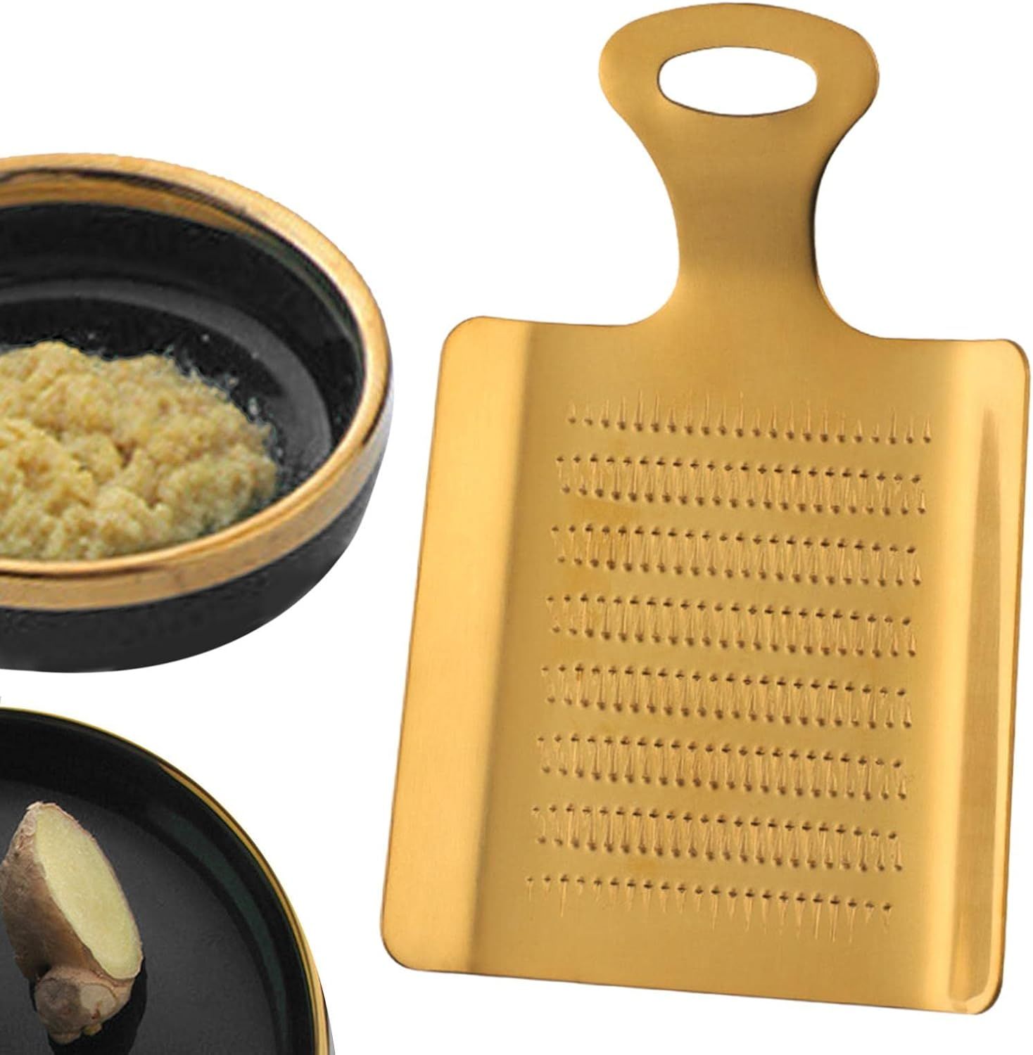 Manual stainless steel grinder, household wasabi, ginger, garlic accessories, multi-purpose grinder, restaurant, hotel kitchen small tool（golden）