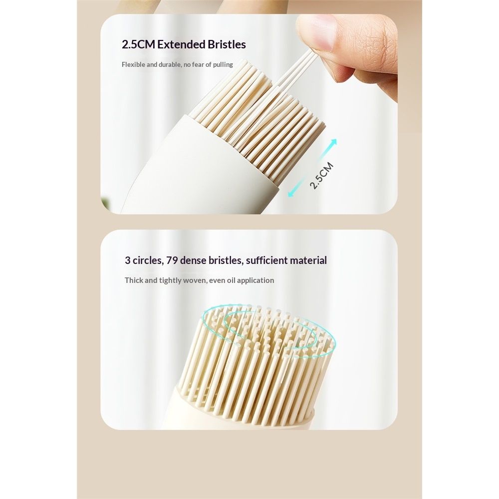 Brush equipped oil bottle set - silicone brush oil bottle for glass grill, barbecue oil bottle, for grilling (white)