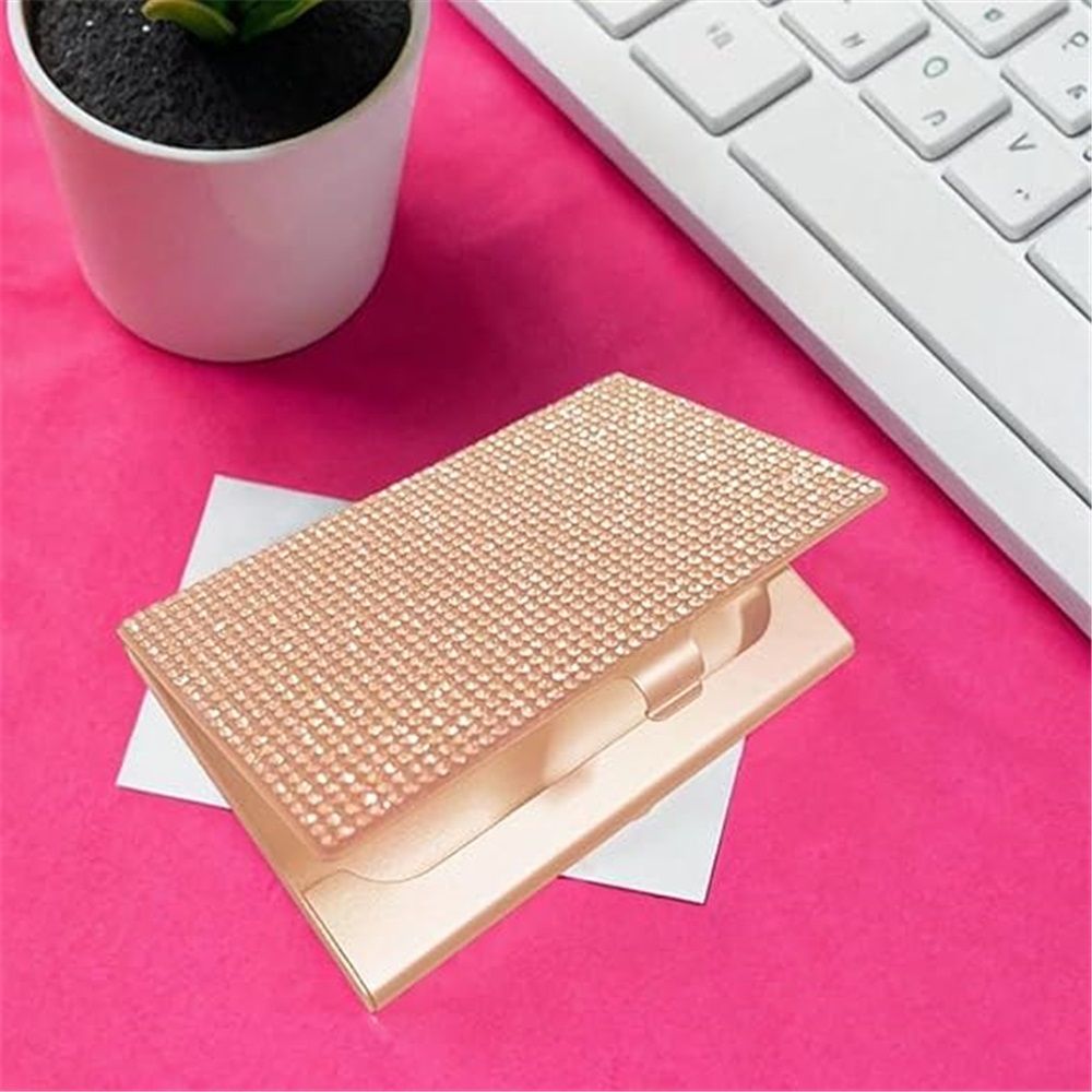 Business Card Holder, 2Pcs  Name Card Organizer Bling Pocket Display for Women Office Exhibition ，（champagne）