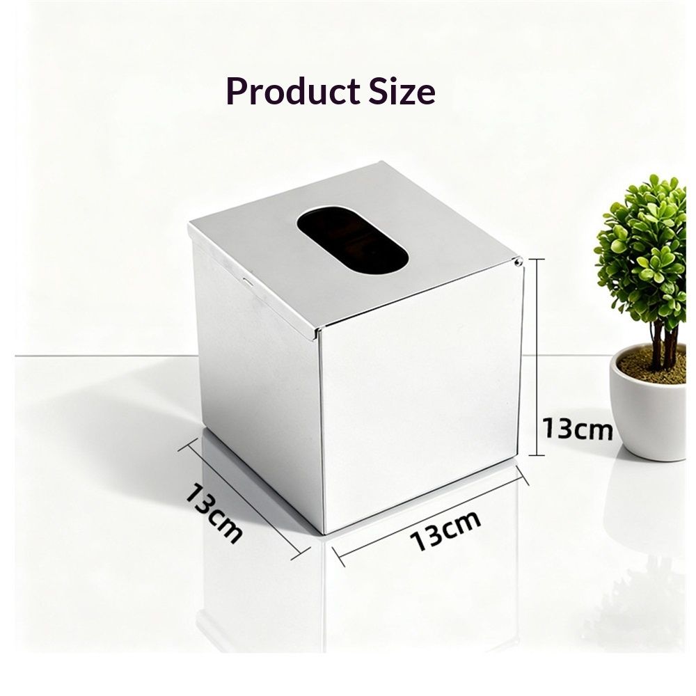 Square Stainless Steel Tissue Box Cover - Wall Mounted Stylish Paper Facial Cover, Modern Metal Tissue Box Holder for Bedroom/Bathroom/Vanity/Countertop（304 bright light）