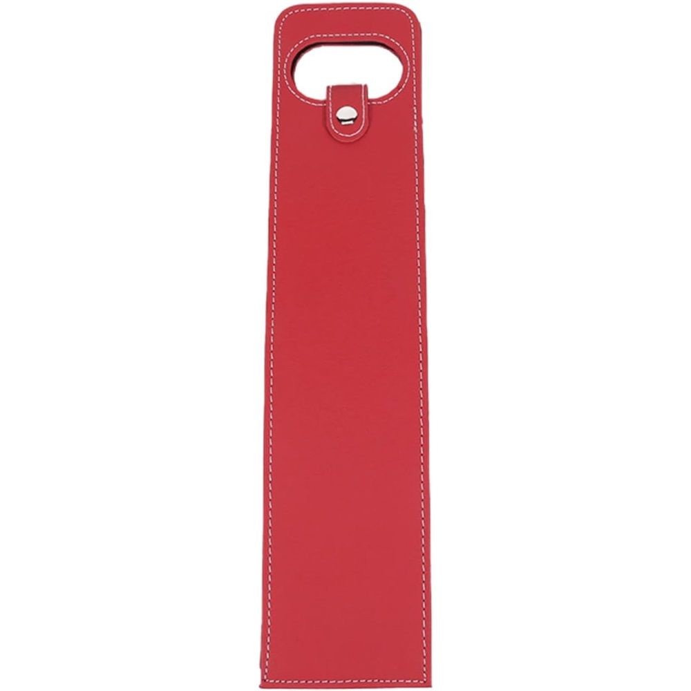 Reusable Leather Wine Tote Carrier for Bottles - Portable Champagne Gift Bags for Picnic, Party, Wedding（Red）