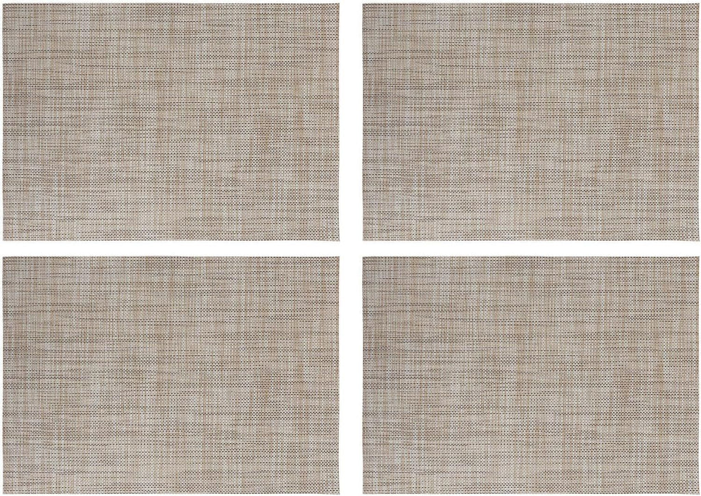 Beige Placemats Set of 4- Heat Resistant Non-Slip Place mats for Dining Table, Washable Durable PVC Woven Table Mats (Beige, 4)