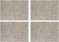 Beige Placemats Set of 4- Heat Resistant Non-Slip Place mats for Dining Table, Washable Durable PVC Woven Table Mats (Beige, 4)