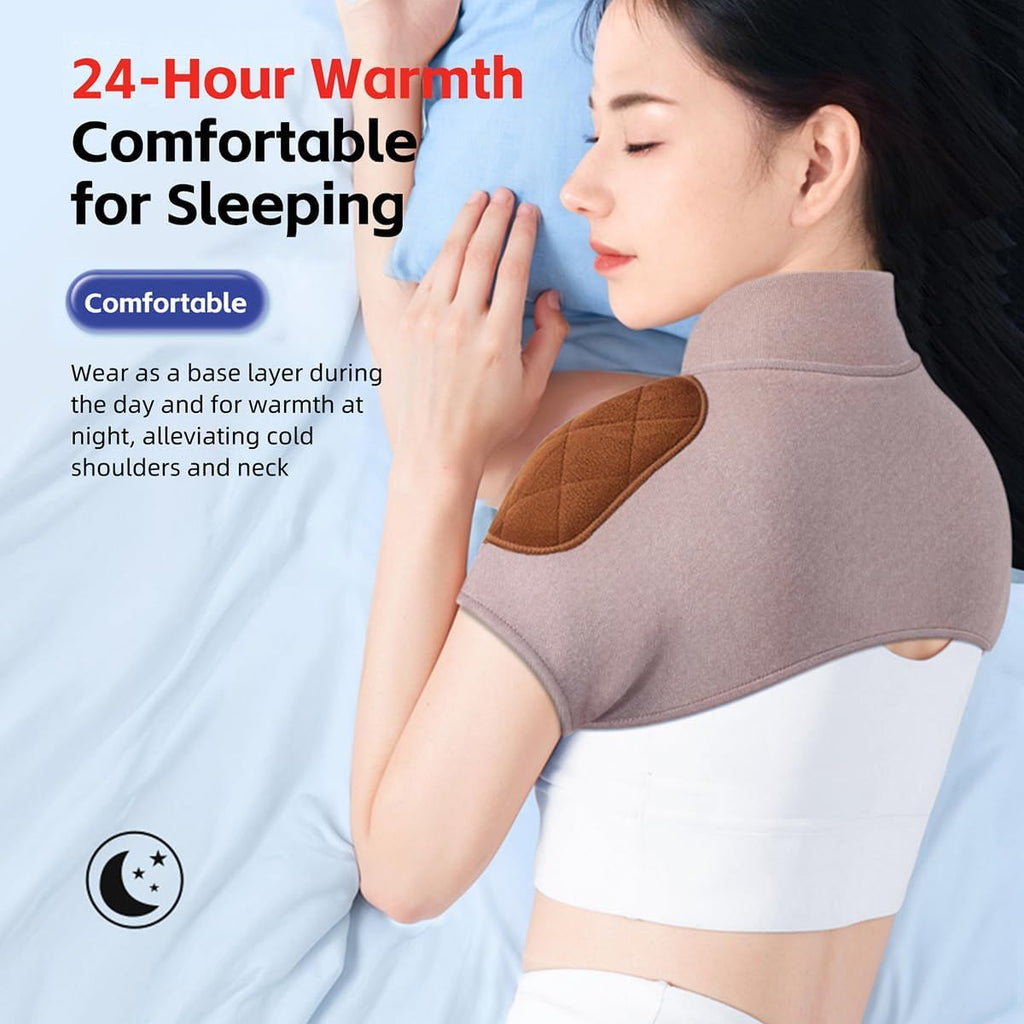 Shoulder Neck Warmer,  Elderly Shoulder Periarthritis Pain Relief, Sleeping Shoulder Cold Protection Cover (M)Brown collar