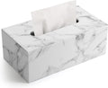 Leather Tissue Box Cover - Facial Tissue Paper Napkin Holder for Bathroom, Home, Office, Car Automotive Decoration with Magnetic Bottom(Gray Marble) large size