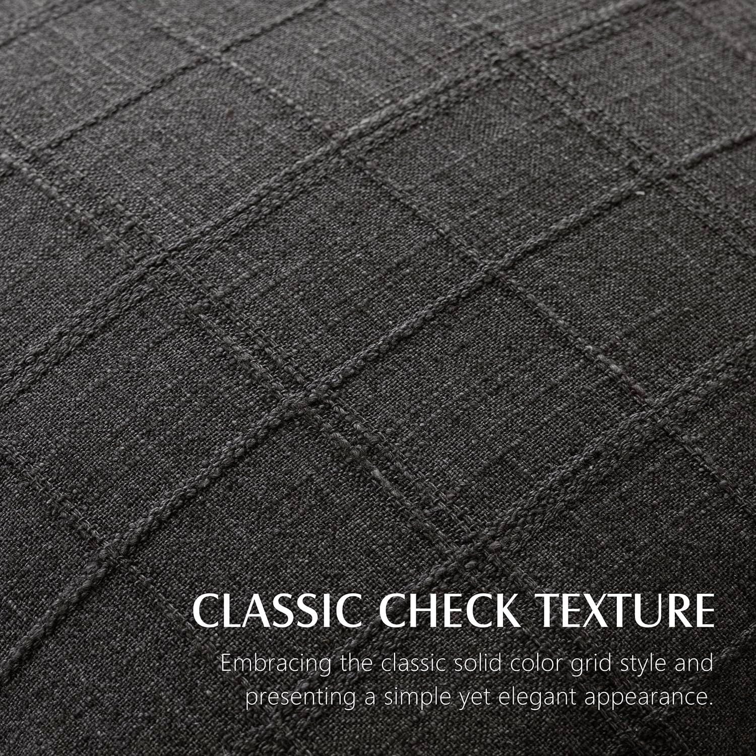 Set of 2 Decorative Linen Check Throw Pillow Covers Neutral Farmhouse Vintage Cushion Covers Modern Boho Home Decor  dark gray 45*45cm