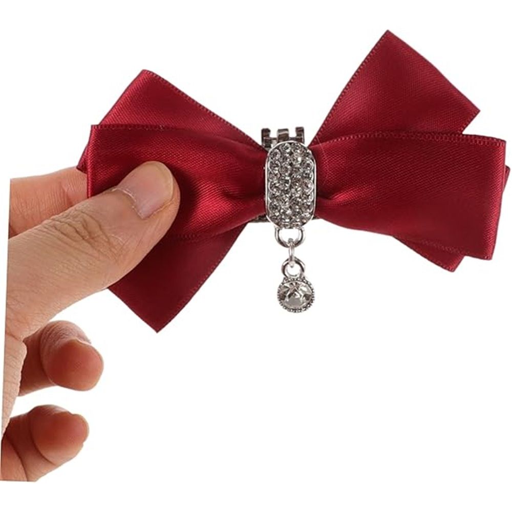 4Pcs Women Bow Removable Shoe Buckles Rhinestone Detachable Shoes Clips for Women Shoes Accessories（Red）