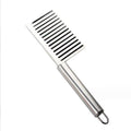 2pcs  Home Kitchen Plastic Handle Stainless Steel French Fries Potato Carrot Wavy Crinkle Cutter Slicer Handheld Chipper Chopper
