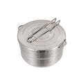Stainless Steel Cook Pot with Lid and Folding Handle - 1.5L Large Capacity Bento Pot for Camping and Hiking
