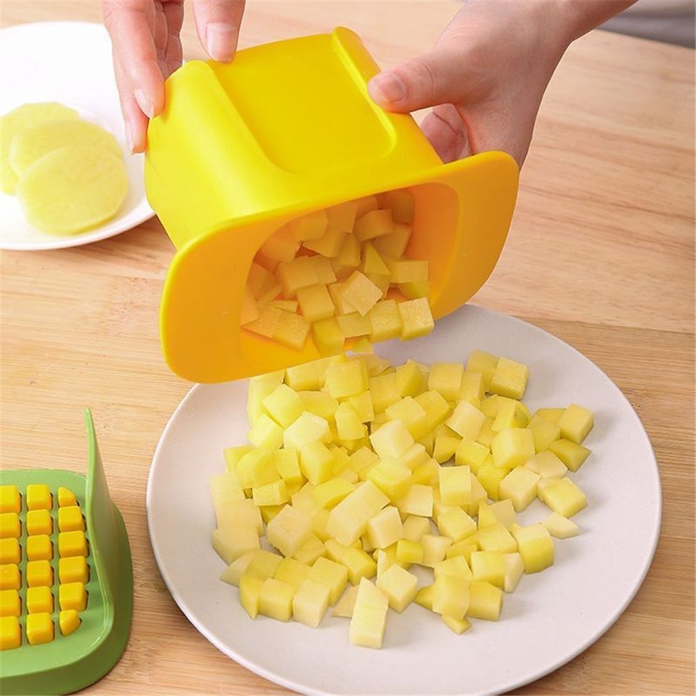 Potato Cutter for Fries, Stainless Steel Blade Chopper for Potatoes, Cucumbers, Carrots, Onions, Vegetable and Fruits, Yellow