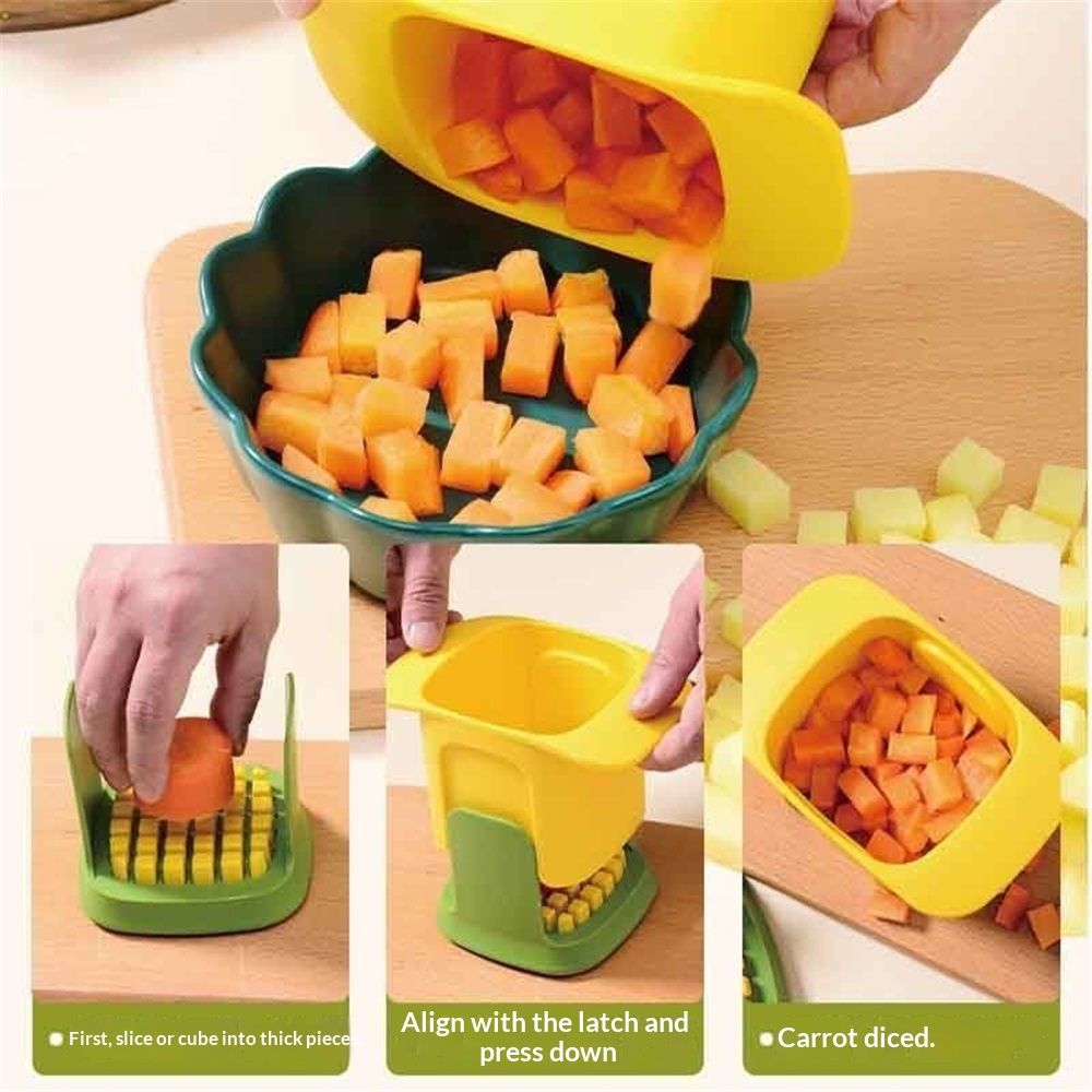 Potato Cutter for Fries, Stainless Steel Blade Chopper for Potatoes, Cucumbers, Carrots, Onions, Vegetable and Fruits, Yellow