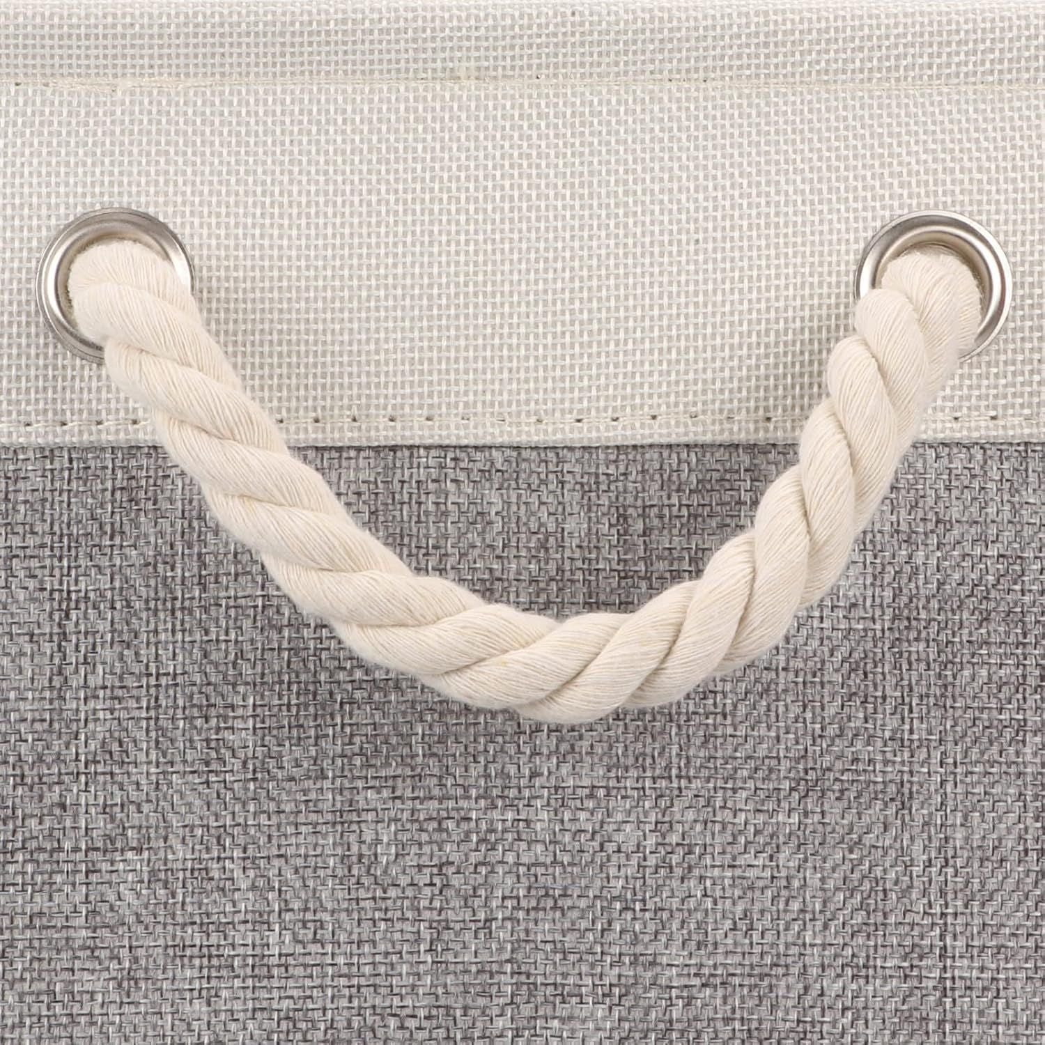 2pcs Cube Storage Bins 28*28*28cm Grey-Black Cube Storage Boxes Collapsible Large Cloth Organizer Baskets with Cotton Rops Handles for Storage Cubbies or Closet Shelf White + gray