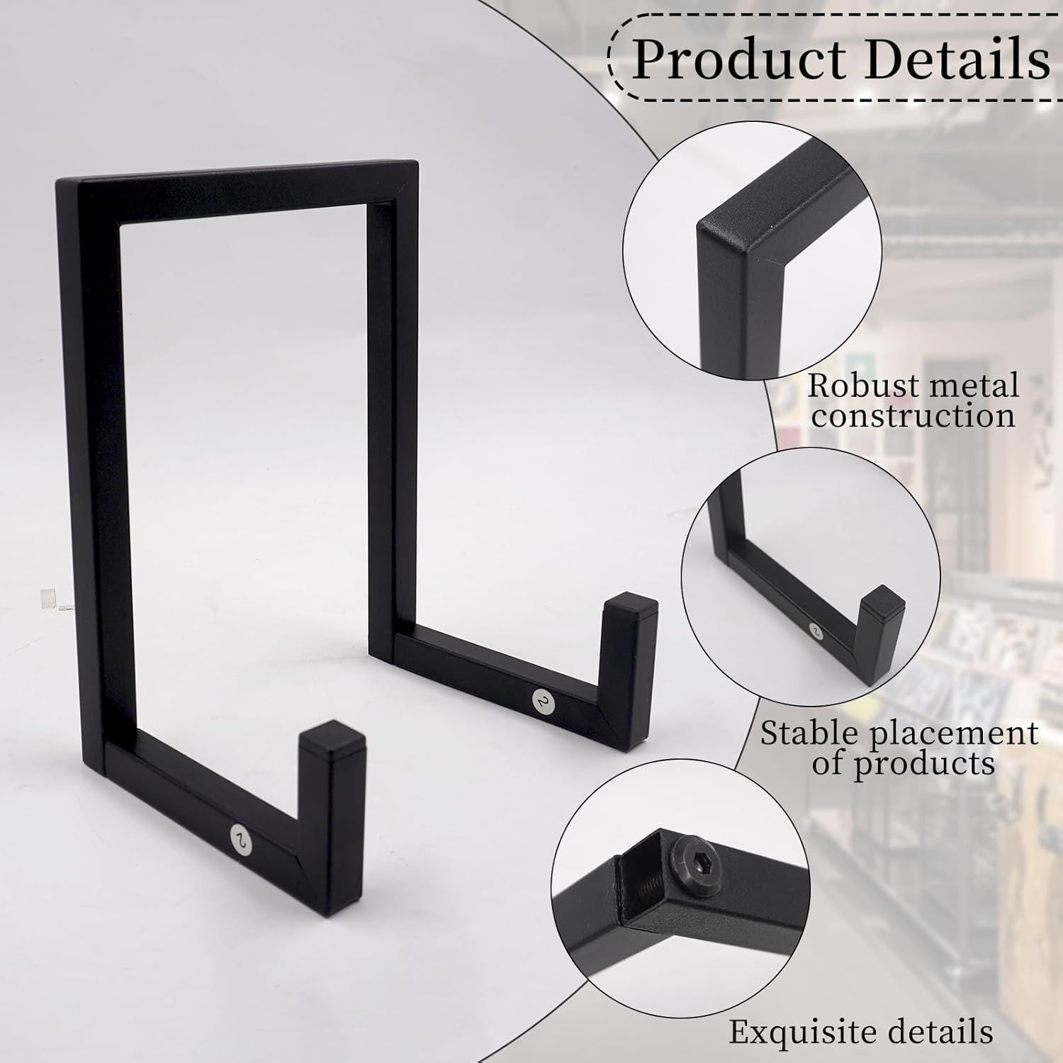 Record Storage Black Metal Tabletop Record Holder for Albums Small Record Stand for Display Holds any Size Records