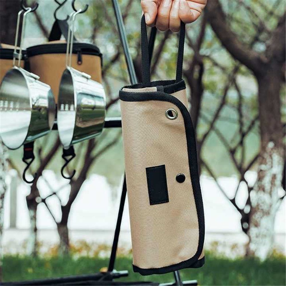 Tableware storage Tableware arranged neatly, at a glance, easy to use portable outdoor Cutlery storage jar (khaki)Storage bag only, tableware not included