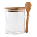 15 oz/450 ml Glass Storage Canister with with Airtight Lid, Cute Clear Decorative Container Jar with Wooden Spoon for Coffee Spice Candy