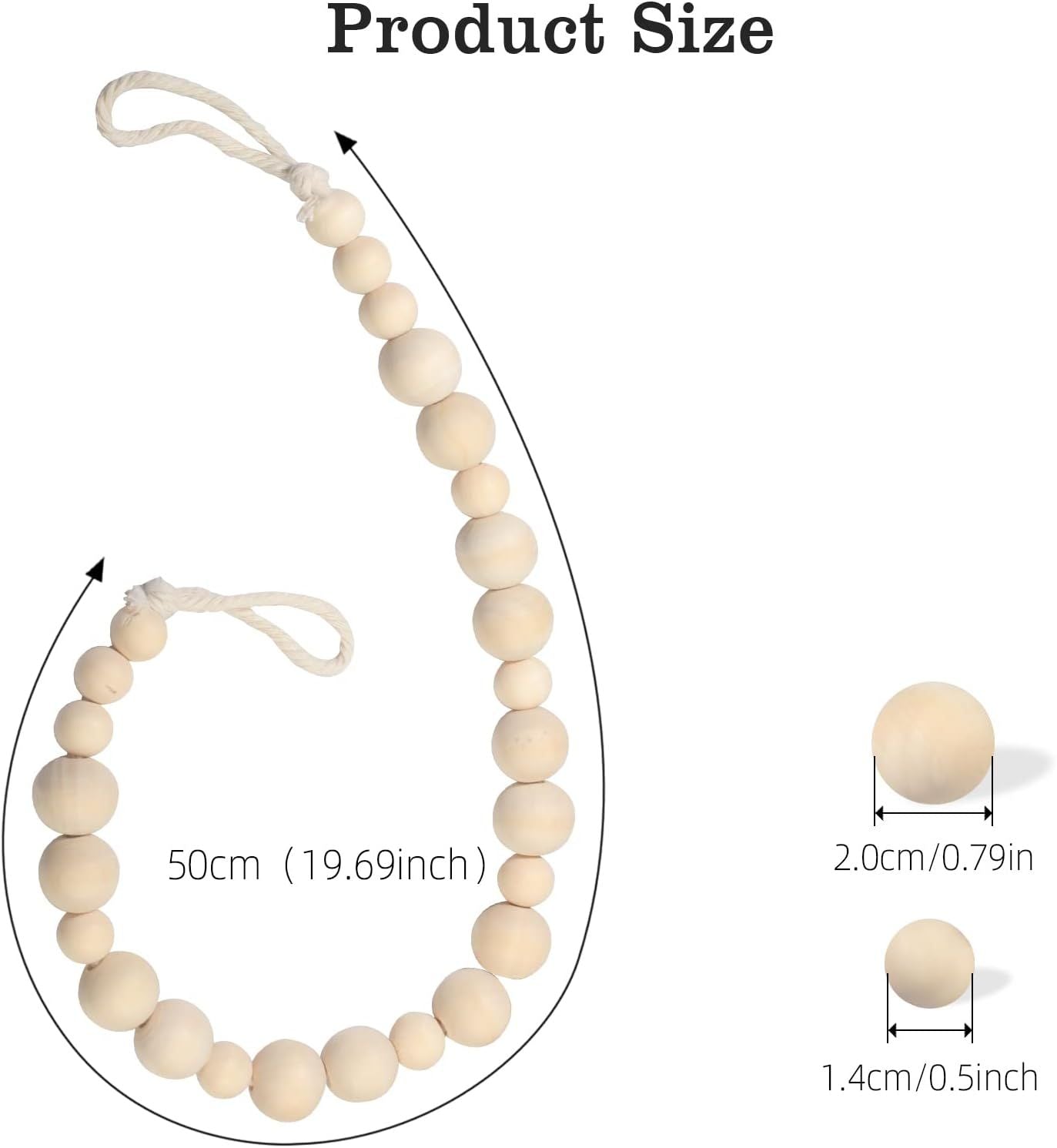 6 Pieces of Wood Bead Curtain Tieback Boho Curtain Tiebacks Curtain Holdbacks for Wall Curtain Ties Curtain Tie Backs with Hooks for Boho Decor Bedroom Decor Nursery Decor