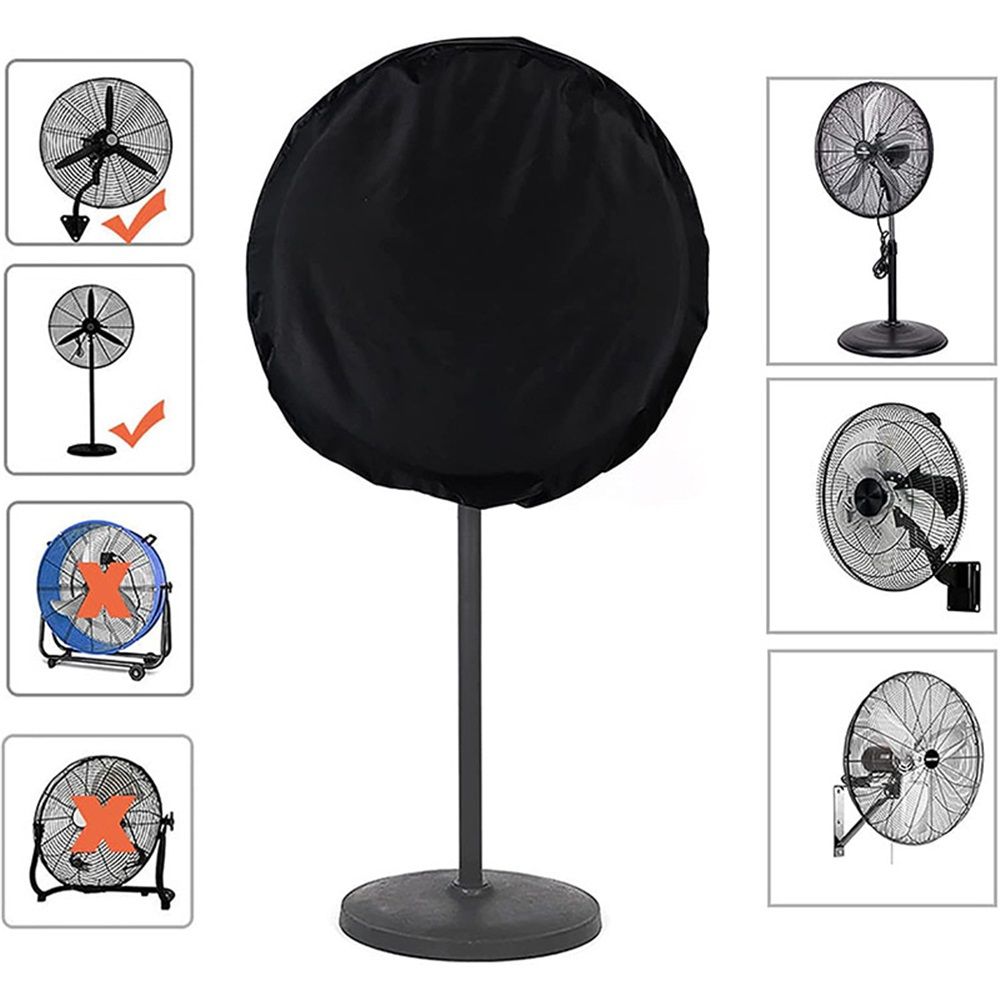 Dustproof & Waterproof Fan Cover for Diameter 70cm Oscillating Pedestal Fan Storage, Black, Oxford Fabric, Washable, Reusable, Easy to Install, 1 Pack