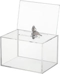 Acrylic Donation Box for Fundraising, Clear Suggestion Box with Slot and Lock, Thickened Ballot Boxs for Charity Tip Collection, Plastic Storage Container with Sign Holder（transparent）