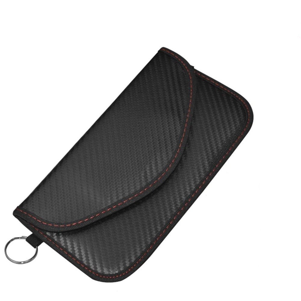 Key Fob Protector, RFID Blocking  Bag for Car Keys, Anti-Theft Signal Blocking Pouch for Key Fob Security (2 Pack)Red stitching