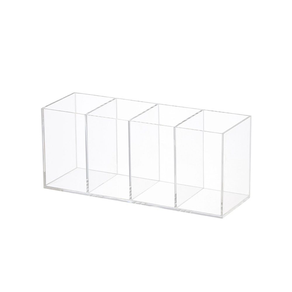 Clear Acrylic Pen Holder Makeup Brushes Organizer Holder Eyebrow Pen Container Bathroom Storage Square Cube Deep Organizer Countertop Storage Pencil Display