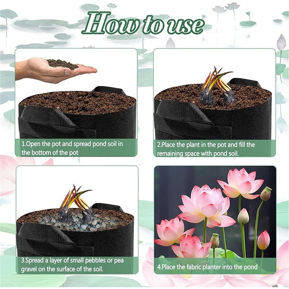 8Pack Lily Plant Pots for Pond, Thickened Nonwoven Plant Fabric Pots with Handles, Durable Breathe Reusable Fabric Plant Bags for Aquatic Plants, Potato, Carrot, Onion, Flower