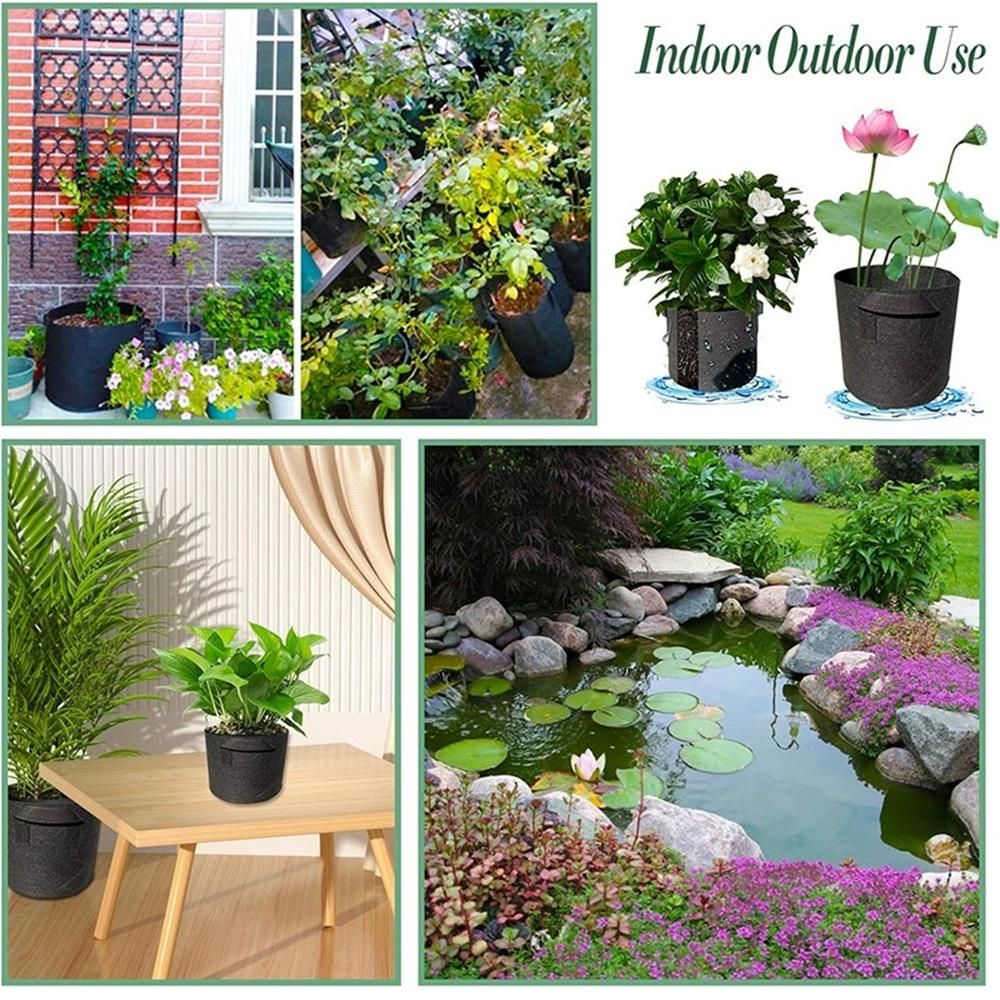 8Pack Lily Plant Pots for Pond, Thickened Nonwoven Plant Fabric Pots with Handles, Durable Breathe Reusable Fabric Plant Bags for Aquatic Plants, Potato, Carrot, Onion, Flower