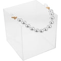Transparent Wedding Gift Storage Girl's Flower Basket Transparent Flower Basket Wedding Pearl Handle Gift Box (12 * 12 * 12cm)