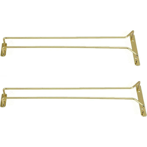 35cm Gold Wine Glass Rack, Under Cabinet Wine Glass Holder Stainless Steel Stemware Rack - Hanging Stemware Holder for Cabinet Kitchen Bar, Set of 2
