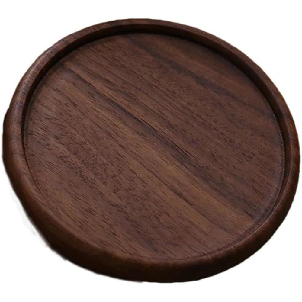 Wooden Black Round Tea Cup Tray Home Serving Plate Tea Coasters for Coffee Wooden for Drinks Bottom for Drinking Cup Coaster Wood 1Pcs（carbon black）