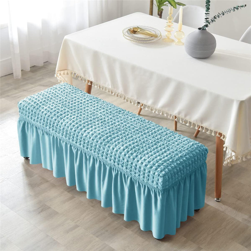 Dining Bench Soft Stretch  with Skirt Polyester Footstool Protector Bubble Lattice Piano Bench Covers for Living Room and Bedroom，M
