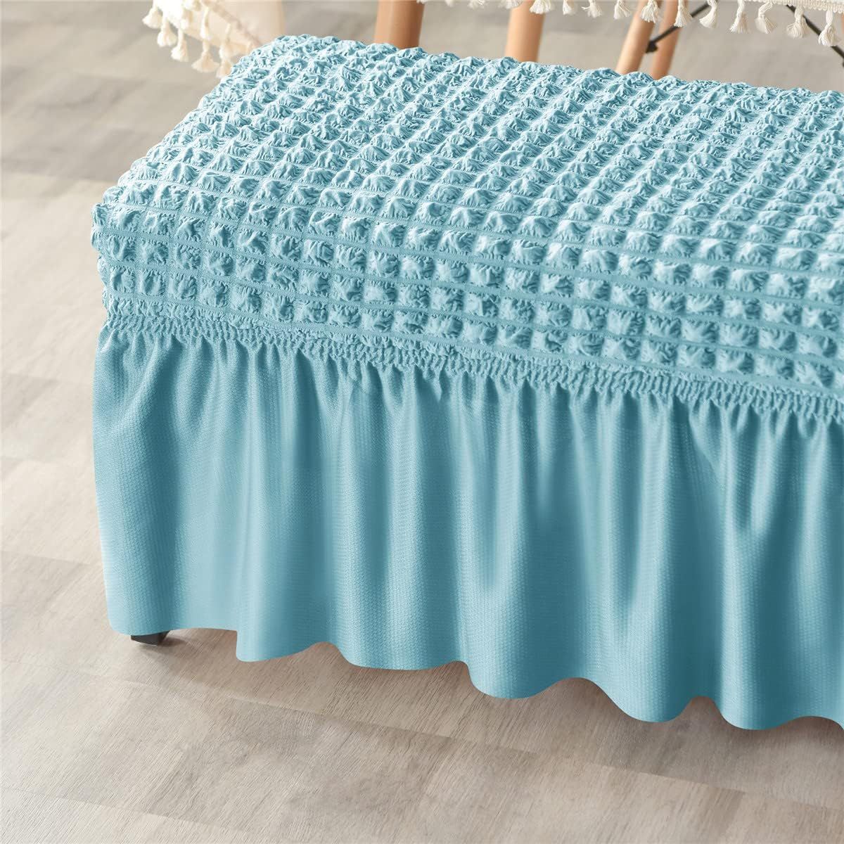 Dining Bench Soft Stretch  with Skirt Polyester Footstool Protector Bubble Lattice Piano Bench Covers for Living Room and Bedroom，M