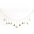 Wall Hanging Boho Aesthetic Room Decor Metal Moons Garland Hanging Art Bohemian Home Decoration for Girls Room Nursery Bedroom Livingroom Dorm, Ideal, Gold