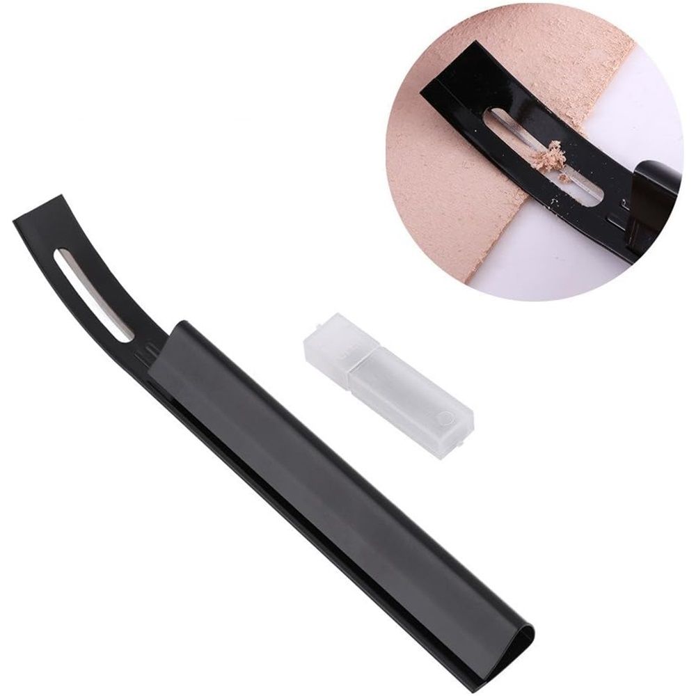 DIY Leather Surface Treatment Arc Thinning Knife Thinning Tool Leather Thinning Knife Leather Carving Tool Peeling Knife With three blades（Black）
