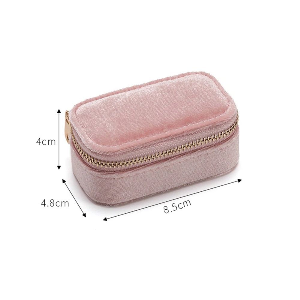 Mini Jewelry Travel Case, Velvet Small Travel Jewelry Box, Portable Jewelry Travel Organizer Box for Rings Earrings Necklaces （Pink）