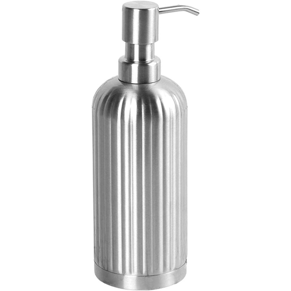 Soap Dispenser , Stripe Design Dish Soap Dispenser Brushed Nickel, Refillable Liquid Hand Soap Dispenser for Bathroom, Kitchen Soap Dispenser Premium Stainless Steel
