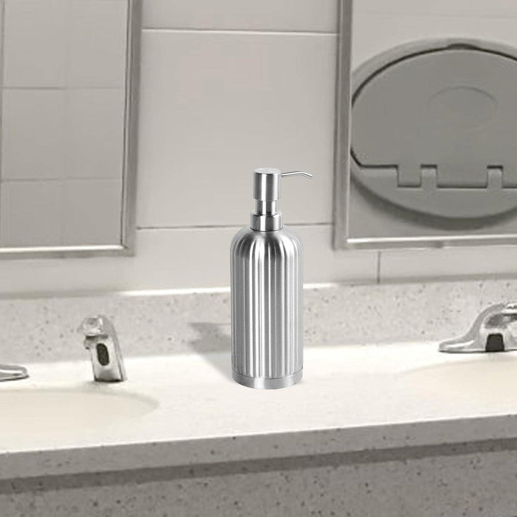 Soap Dispenser , Stripe Design Dish Soap Dispenser Brushed Nickel, Refillable Liquid Hand Soap Dispenser for Bathroom, Kitchen Soap Dispenser Premium Stainless Steel