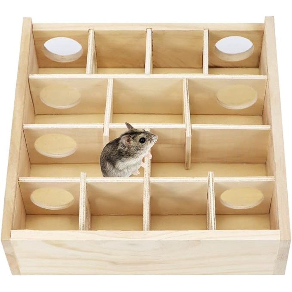 Wooden Hamster Tunnel Maze with Cover, Hideout & Tunnel Exploring Toys for Dwarf Hamsters Mice Small Gerbil