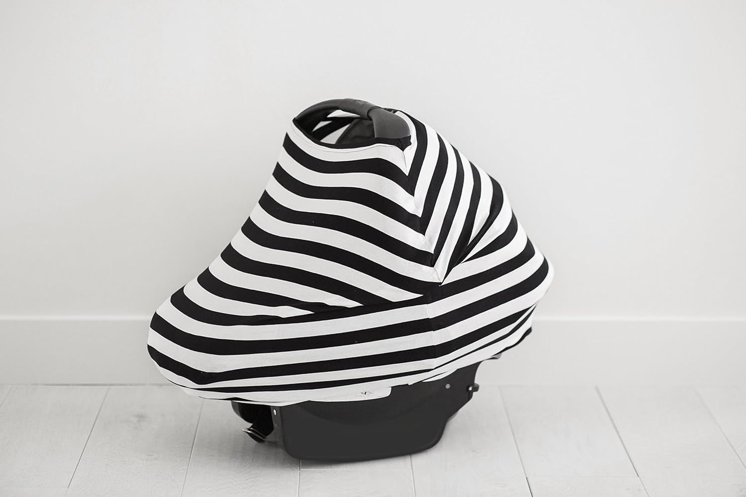 Car Seat Covers, Nursing Cover, and Stroller Cover for Sun - Stretchy Fabric, All-Season Use, Stylish Designs, Easy Access for Moms - Classic（black and white stripes）