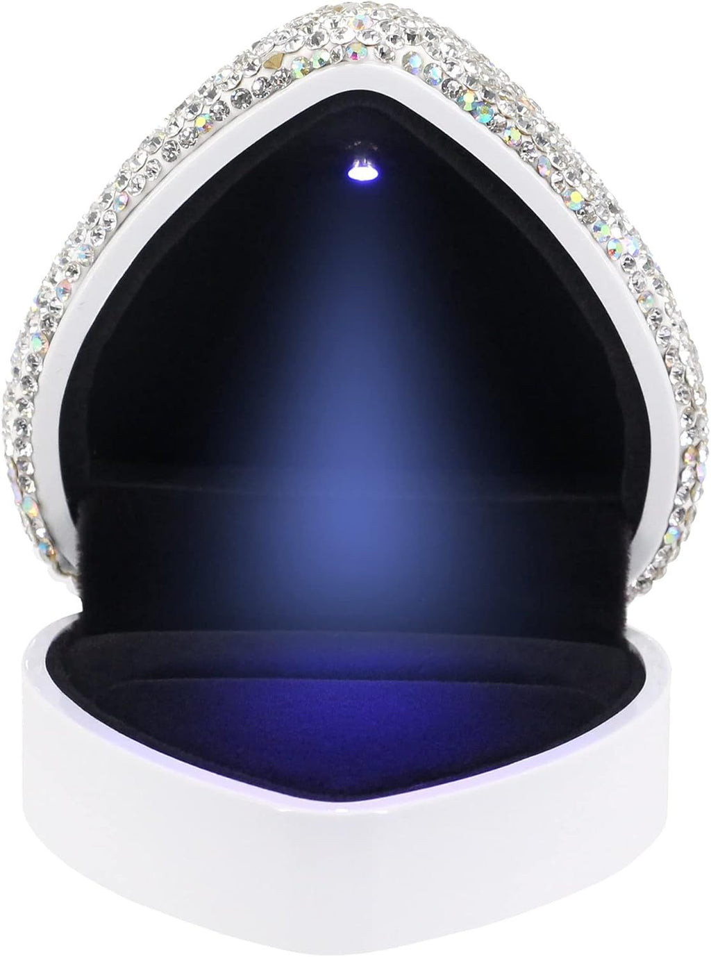 Heart Shaped Ring Box with LED Light Velvet Earrings Coin Jewelry Box Display Case Gift Box for Proposal Engagement Wedding Anniversary Valentines（white）
