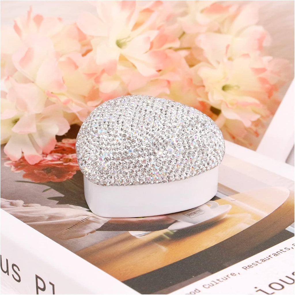 Heart Shaped Ring Box with LED Light Velvet Earrings Coin Jewelry Box Display Case Gift Box for Proposal Engagement Wedding Anniversary Valentines（white）