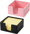 2 note boxes, office stationery square convenience stickers storage box, silicone minimalist luxury desktop decoration, Black+pink