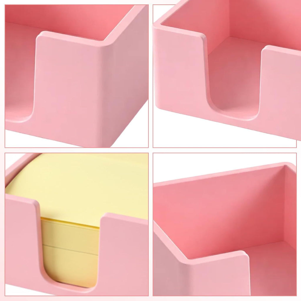 2 note boxes, office stationery square convenience stickers storage box, silicone minimalist luxury desktop decoration, Black+pink