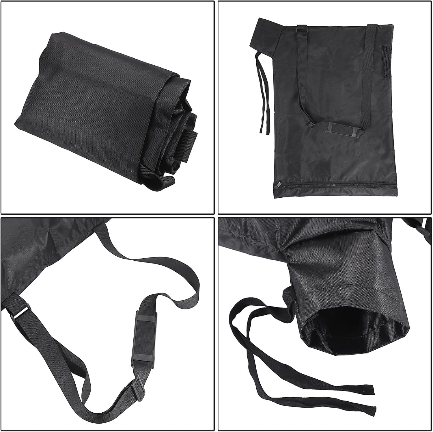 Blower Bag Black Leaf Vacuum Bag Leaf Blower Replacement Bag , Adjustable Leaf Blower Mulcher Bag Bottom Debris Zipper Bag Fallen Leaves Collection Bag 420D