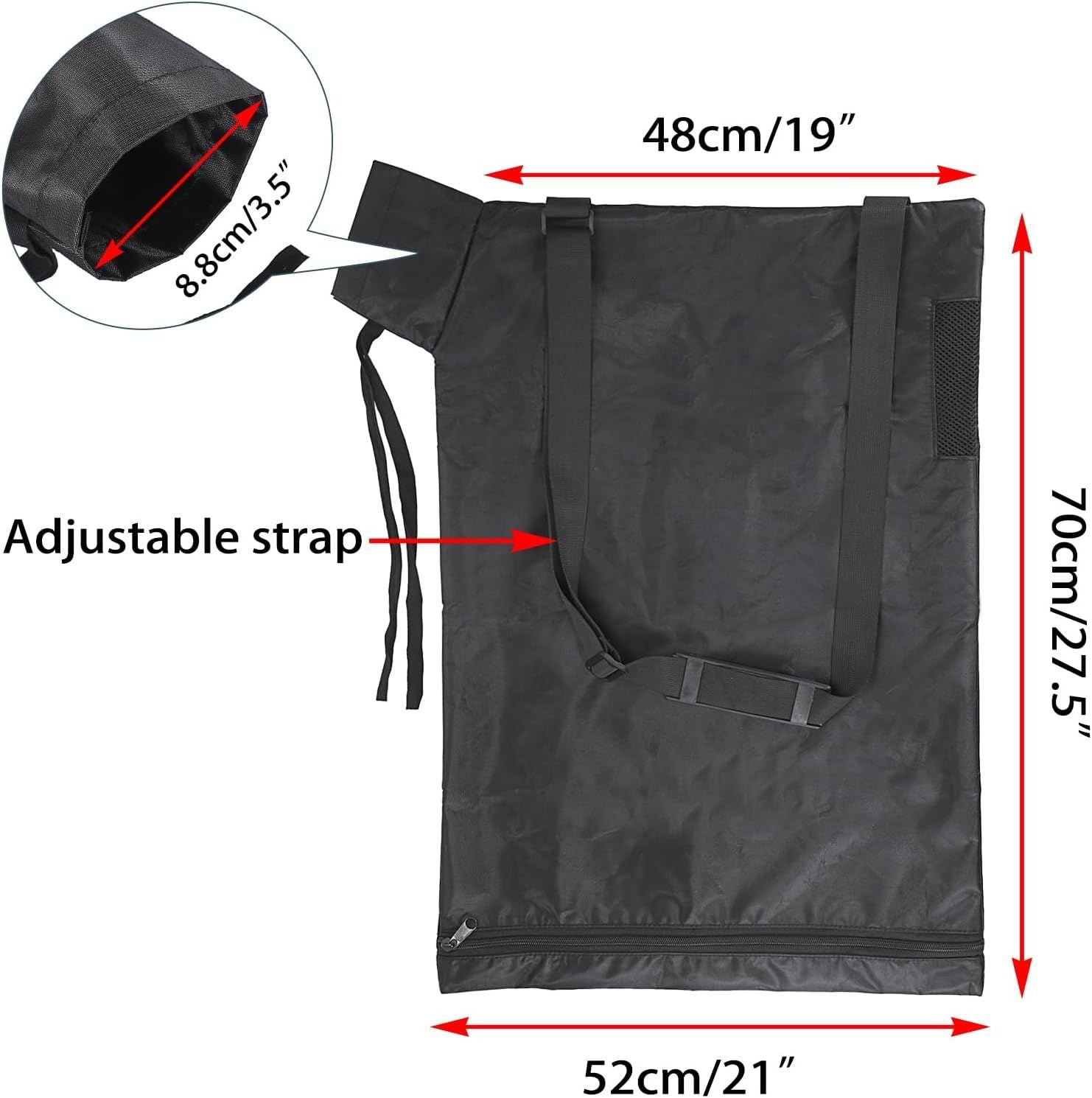 Blower Bag Black Leaf Vacuum Bag Leaf Blower Replacement Bag , Adjustable Leaf Blower Mulcher Bag Bottom Debris Zipper Bag Fallen Leaves Collection Bag 420D