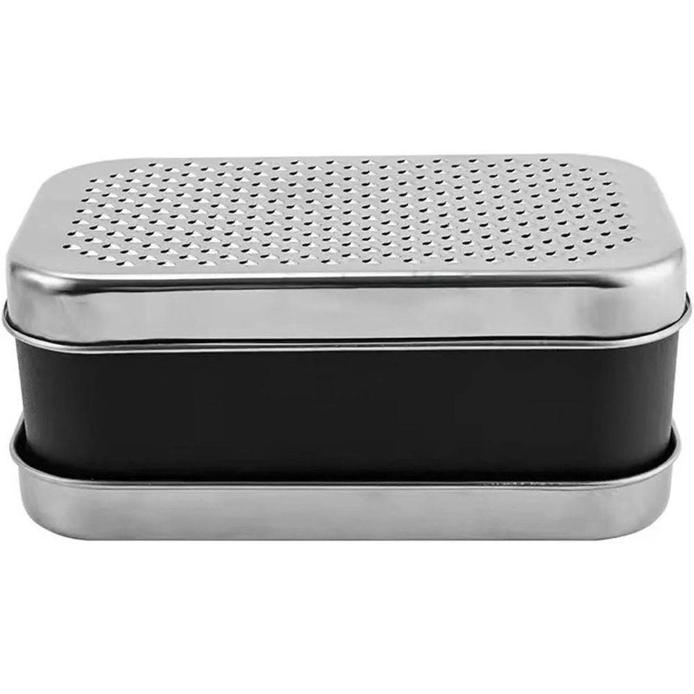 Cheese Grater with Container - Box Grater Cheese Shredder Lemon  - Graters for Kitchen Stainless Steel Food Grater Small size black