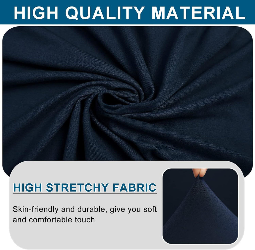 Removable Dining Chair Cover, Soft Fit Universal Stretch Bench Chair Slipcovers, Anti-Dust Washable Jacquard Seat Protector for Bedroom, Living Room, Kitchen(dark blue)