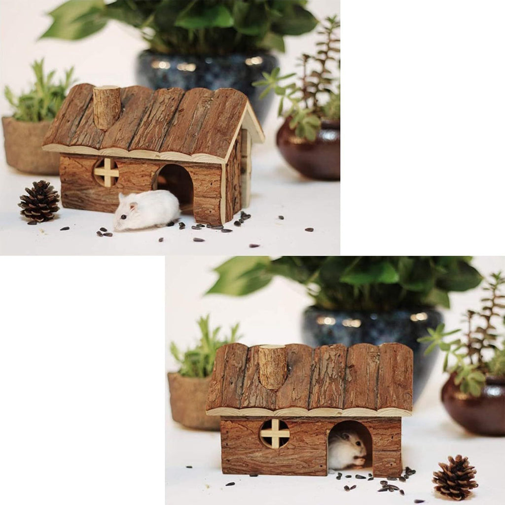 Hamster Wooden Hideout House Natural Pet Rats Climbing Play Hut Hideaway Room for Dwarf Hamster, Mouse, Rat,Gerbil and Other Pet Small Animals（15*11*12cm）